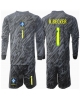 Brasilien Alisson Becker #1 Målvakt Bortatröja Barn Copa America 2024 Långärmad (+ Korta byxor)