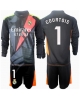 Real Madrid Thibaut Courtois #1 Målvakt Bortatröja Barn 2024-25 Långärmad (+ Korta byxor)